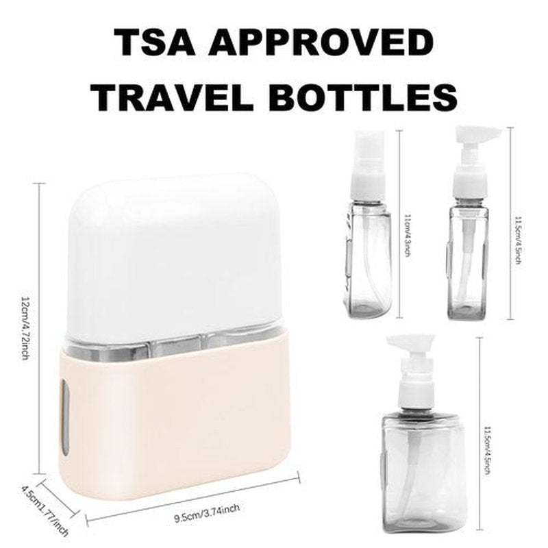 Skycase Travel Bottles, Travel Size Toiletries - Leak Proof Refillable Tsa Approved Travel Bottles, 3 in 1 Travel Containers with Labels Airplane Accessories Kits for Lotion Liquid (Beige)