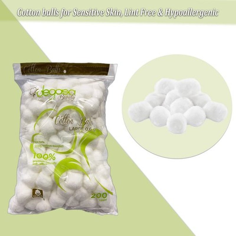 Cotton Balls for Facial Treatments, Nails and Make-Up Removal, Applying Tonics & Cleansers, Multi-Purpose Soft Natural Cotton Balls (Large 200 Count)