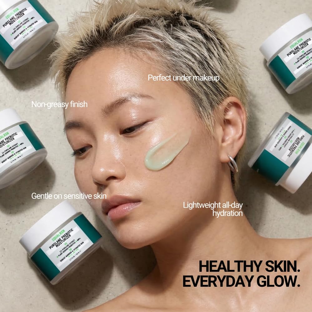 EqualRXN Purslane Prebiotic Gel Moisturizer for Face, Lightweight Oil-Free Face Moisturizer with Ceramides & NMF for Daily Hydration for Oily, Combination, Acne-Prone & Sensitive Skin