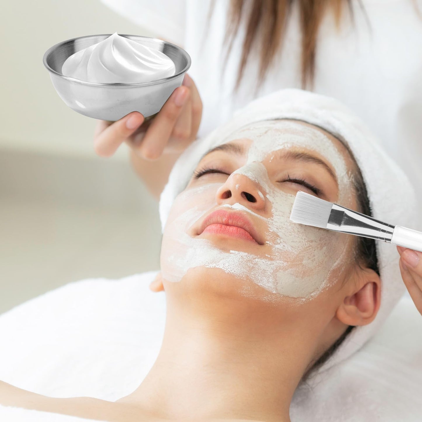 12pcs Esthetician Supplies for Facials Set, Including 3 Facial Bowls, 3 Fan Brushes, 3 Brushes & 3 Scoop for Women Cosmetic Mask Mixing Set Make up Tool (Silver)