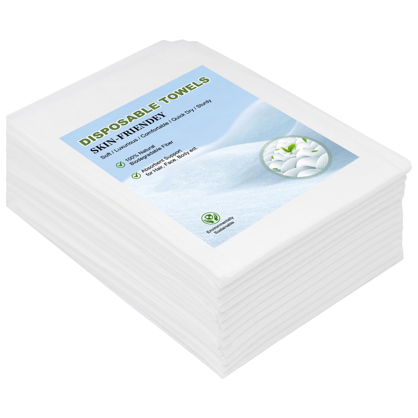Tvvcalk Disposable Towels 20 Count, 32"x16" Ultra Absorbent & Soft Disposable Body Towels, Single-Use Cleaning Towels, Suitable for Home, Salon, Travel, Comping, Gym, Pet, Bulk Towel