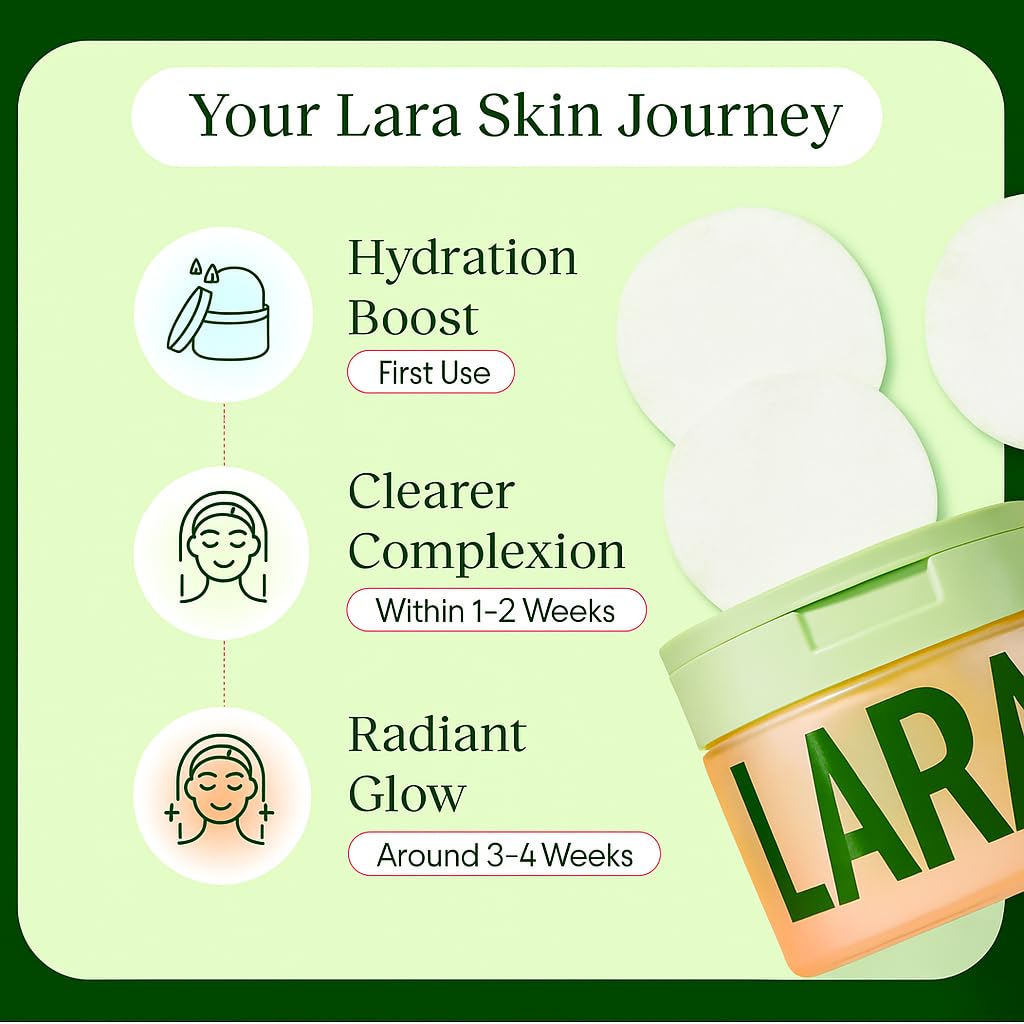 LARA. Skin Cell Renewal Toning Pads, 100-Count Hypoallergenic Collagen Moisturizing Face Pads,korean moisturizer for dry skin, Dark Spots Remover with Vitamin C