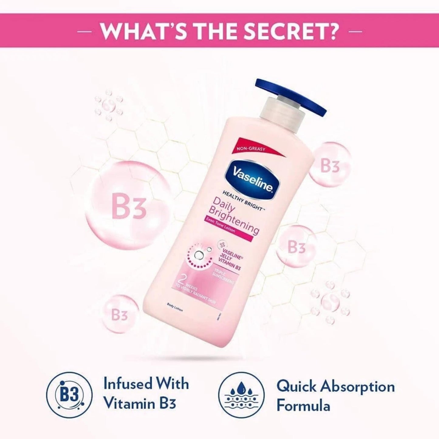 Vaseline Healthy Daily Body Lotion with Vitamin B3, Lightweight Daily Use Moisturizing Lotion – 400 ml (13.53 fl oz)
