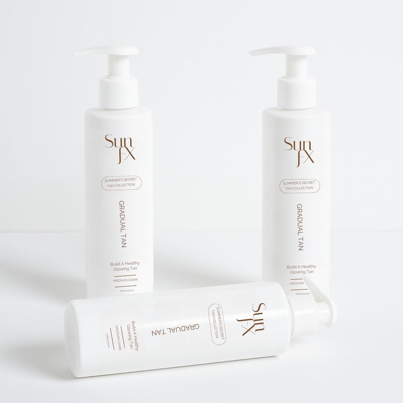 SunFX Gradual Tan Body Lotion Self Tanner | Hydrating Tan Extender Moisturizer No Odor | Build your Glow from Sunkissed to Dark | Enriched with Aloe & Vit A & E (100ml/3.38 Fl oz)