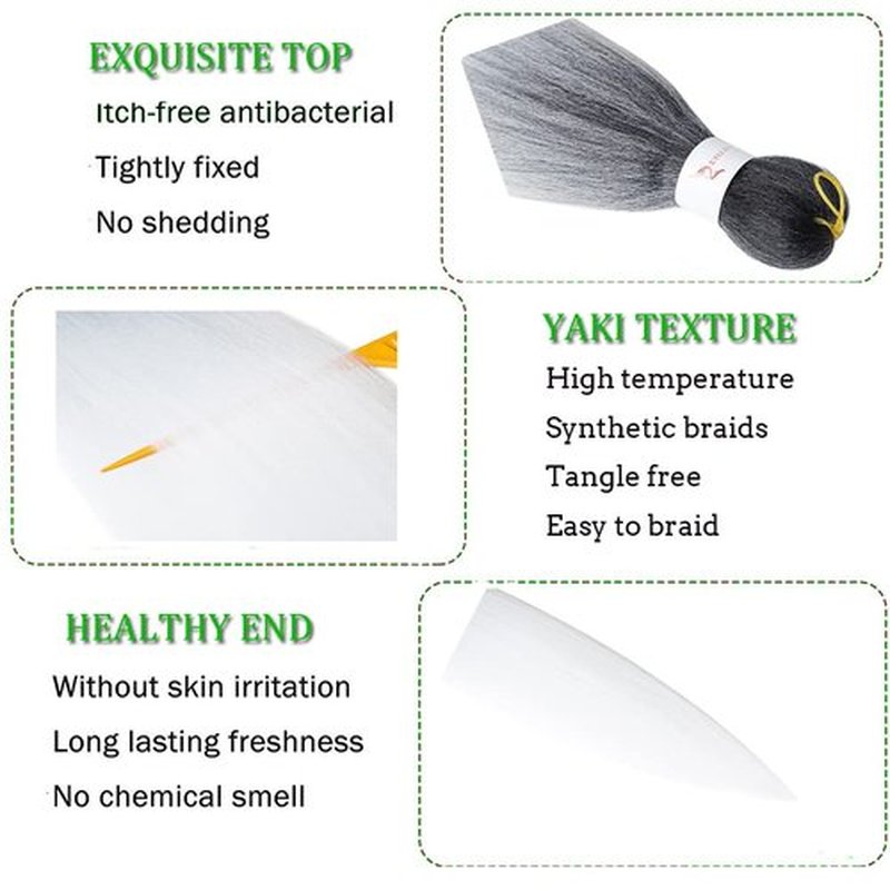 Pre Stretched Braiding Hair Extensions 26 Inch 6 Packs Braid Hair Prestretched Crochet Braids Hair Hot Water Setting High Temperature Synthetic Fiber Premium Yaki Texture(26inch,Black-White)