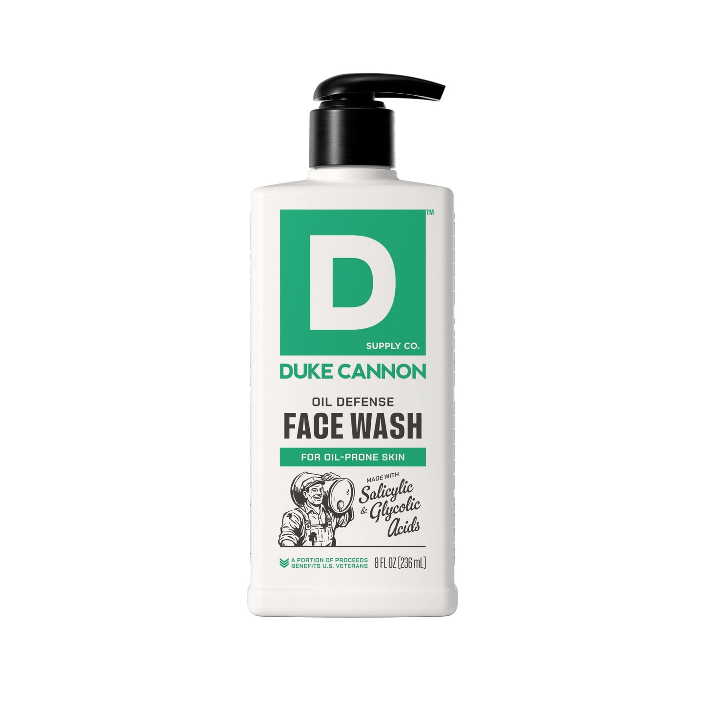 Duke Cannon Oil Defense Face Wash for Men - 8 fl oz - Daily Men's Facial Cleanser for Oil-Prone Skin - Men's Face Wash & Skin Cleanser