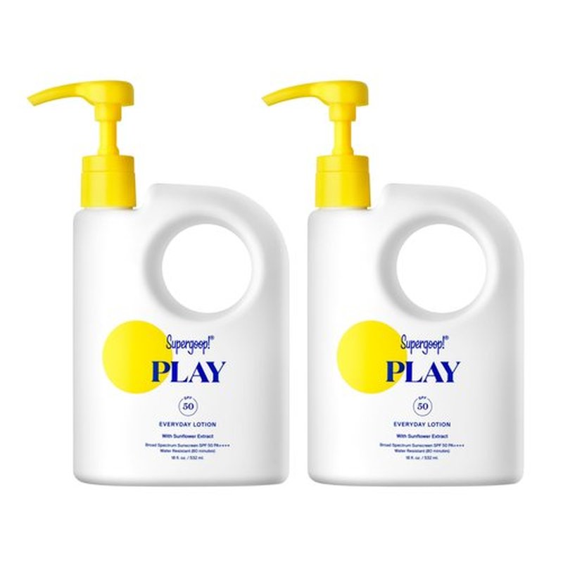 Supergoop! PLAY Everyday Lotion SPF 50 - Broad Spectrum Body & Face Sunscreen for Sensitive Skin - Great for Active Days - Fast Absorbing, Water & Sweat Resistant - 18 fl oz - 2 Pack