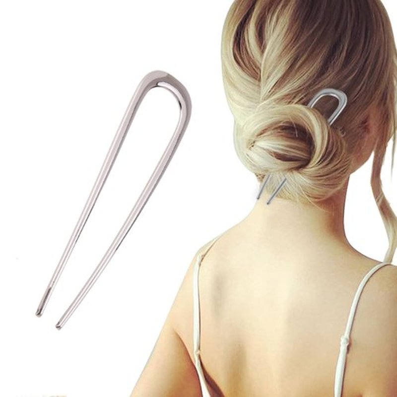 French Hair Pin Hair Pins for Women,2024 Upgrade French Twist Hair Pin Hair Pins,U Shaped Hair Pins Metal Vintage Hair Sticks French Hair Pin Hairstyle for Women (Silver)