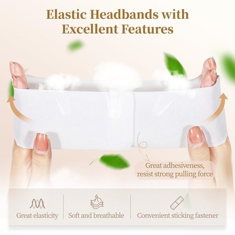 JUSTDOLIFE 150 PCS Disposable Spa Headbands, Elastic Headband Wrap with Adjustable Closure, Stretch Non-Woven Facial Bandeau, Soft Skin Care Essential Headbands with Sticking Fastener