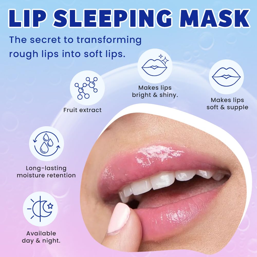FeiCuiYun Lip Sleeping Mask, Moisturization and Antioxidants, Nourish, Hydrate, Flaky, Dry Lips, Includes Softapplicator Brush (06#Strawberry, 1Pcs)