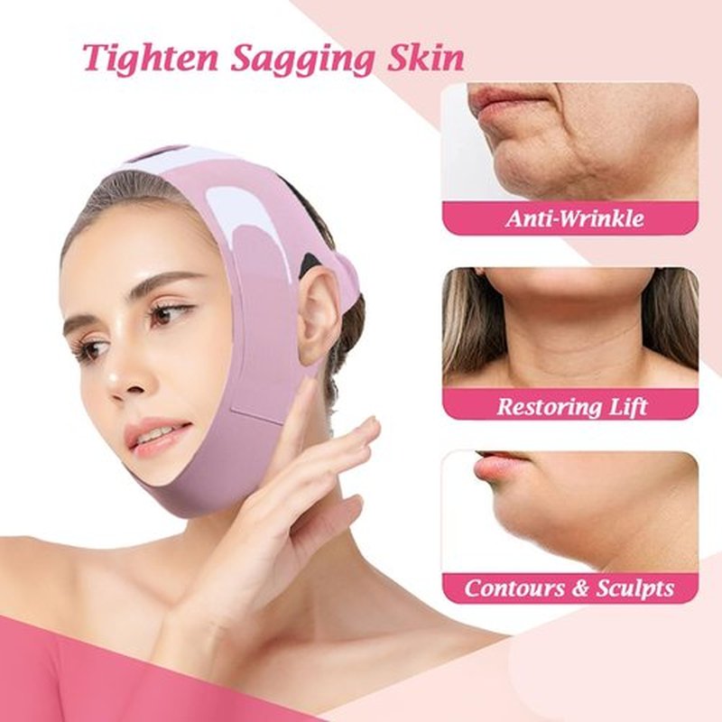FIKETLXU Graphene V-Line Lifting Mask for Women, Chin Up Mask V Shaped Face Mask（pinkish purple）