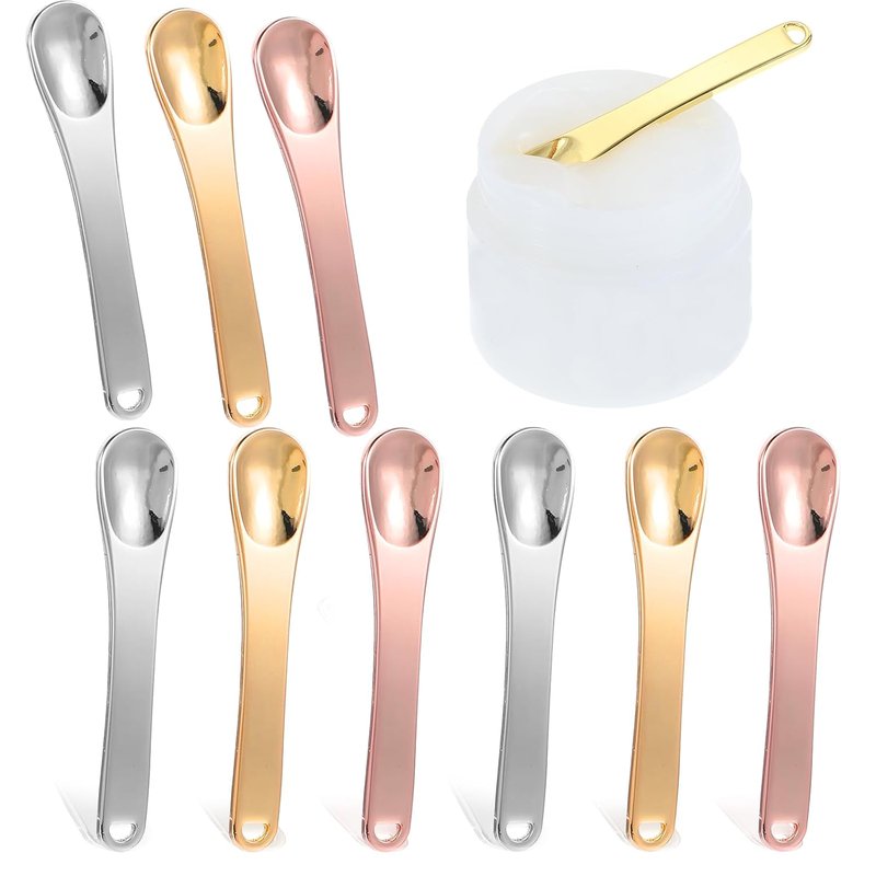 Mini Metal Makeup Spatula Set - 9 Pcs Reusable Applicators for Face Masks & Foundation | Cosmetic Spoon & Beauty Scoop
