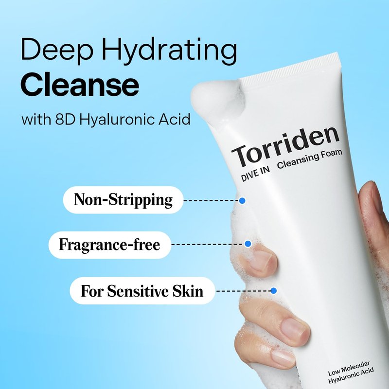 Torriden DIVE IN Cleansing Foam - Hydrating Daily Face Wash for Sensitive Skin | 150ml (5.07 fl.oz.)