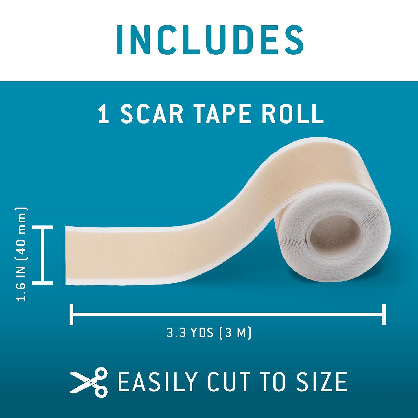 Care Science Silicone Scar Tape 1.6 x 120in 1ct | Scar Tape for Surgical Scars, Keloid, Stretch Marks Removal, C-Section, Burn, Tummy Tuck, Reusable Medical Grade