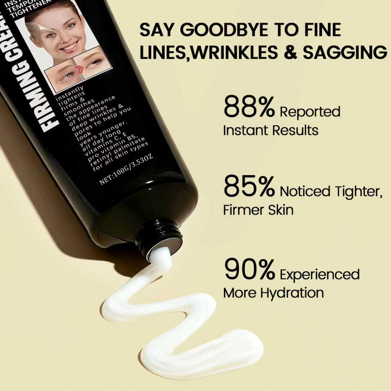 lxmtou Instant Face Tightener Cream for Temporary Firming & Wrinkle Smoothing, Helps Reduce the Look of Fine Lines, Deep Wrinkles & Pores, Daily Face Moisturizer for Women & Men, 3.53 oz