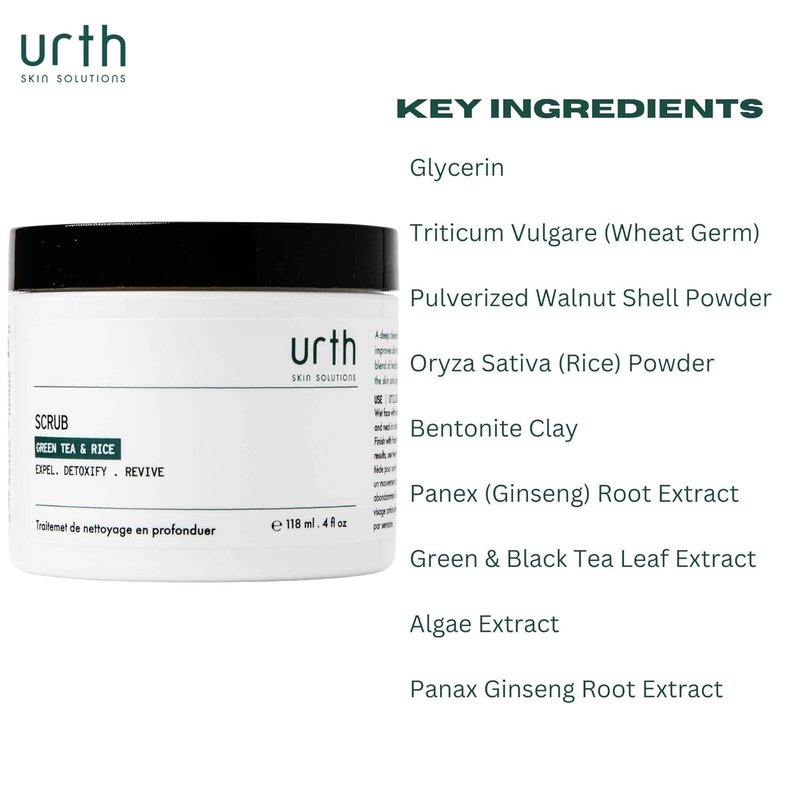 Urth Men's Exfoliating Face Scrub - Green Tea & Rice, Deep Cleansing | 4 oz, Smooths Skin, Minimizes Blackheads