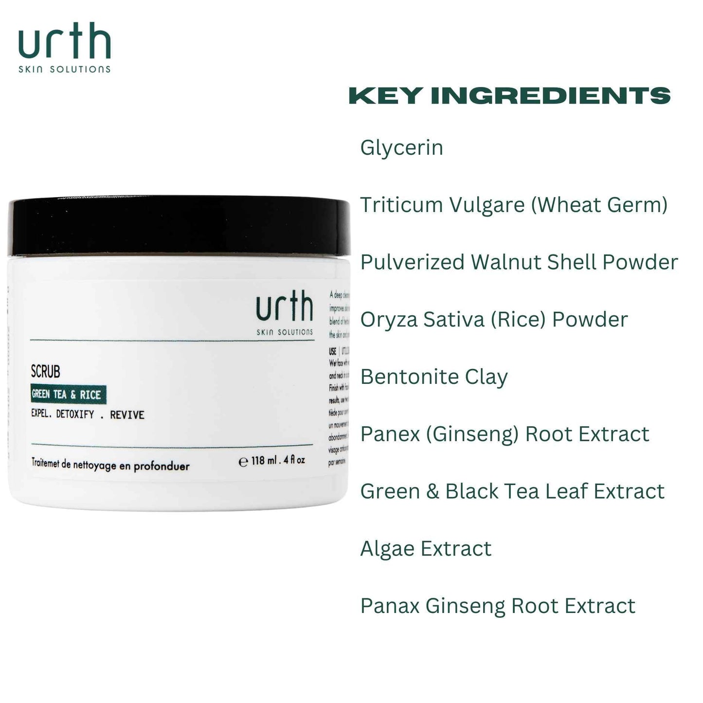 Urth Men's Exfoliating Face Scrub with Green Tea & Rice (4 oz), Deep Cleansing, Minimizes Blackheads, Smooths Skin, Daily Facial Scrub for Sensitive Skin, Exfoliator for Men, Revitalizes & Refresh