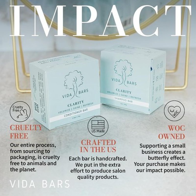 Vida Bars Clarity Solid Conditioner Bar for Curly Hair | All Natural Moisturizing Bar Conditioner for Fine & Dry Hair | Vegan, Sulfate Free, Paraben Free, Handmade in the USA (Peppermint Oil Scent)