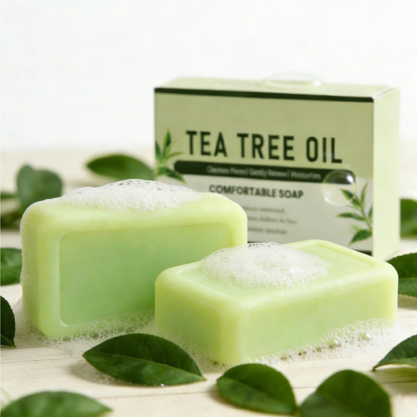 Gptkop 2PCS Tea Tree Oil Soap Bar | Purifying & Balancing Body Soap for Men & Women with Natural Oil, Gentle Exfoliating Bar for Face, Foot & Body Care