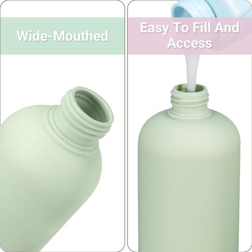 8.8oz 4Pcs Green Plastic Refillable Travel Shampoo and Conditioner Bottles Plastic Refillable Travel Shampoo Bottles with Flip Cap Plastic Refillable Shampoo and Conditioner Bottles Travel Size