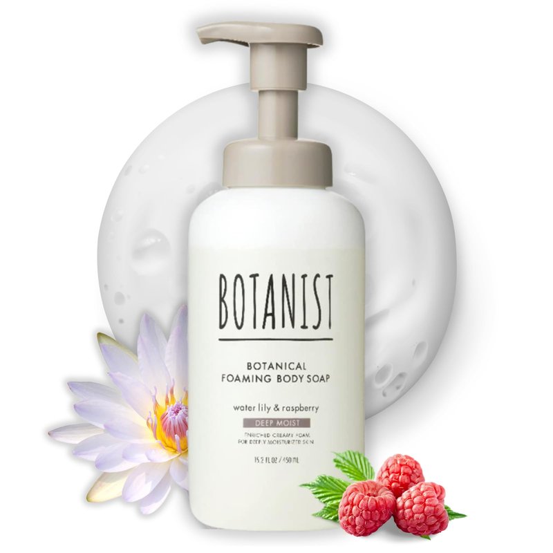 Botanist Shea Butter Body Wash for Women & Men, Foaming Body Wash for Sensitive Skin with Coconut Oil & Almond Extract, Sulfate & Paraben Free Foam BODY WASH from Japan 15.2 Fl Oz LILY & RASPBERYY