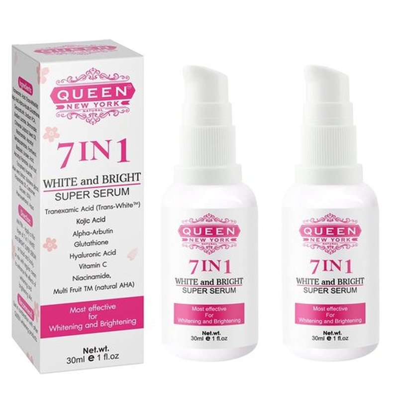 QUEEN 7in1 Super Serum-5% Tranexamic Acid,5% Kojic Acid,2% Alpha Arbutin NO FRAGRANCE by QUEEN NATURAL NEW YORK (Pack of 2)