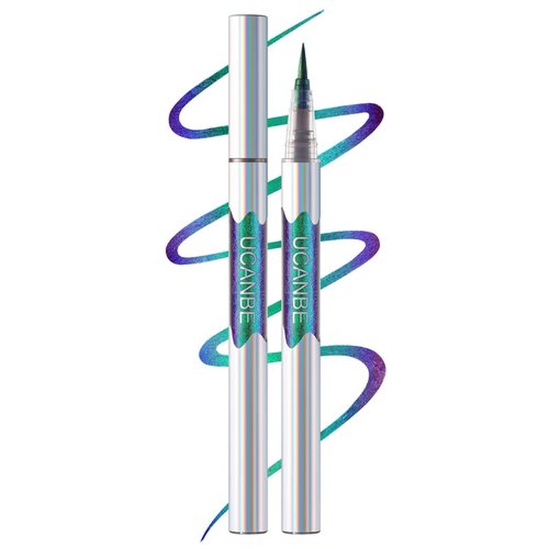 UCANBE Chameleon Liquid Eyeliner - Green Cyan Blue, Multi-Chrome Metallic Shift Eyeliner, Waterproof Glitter Eyeliner with Soft Fine Tip for Multi-Dimensional Eye Looks