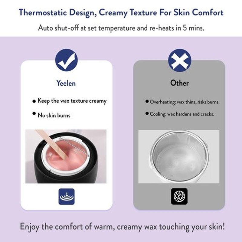 Professional Portable Wax Warmer Machine: Melts Hard Wax Beads for Body Face Hair Removal - with 14oz Wax Pot Adjustable Temperature Clear Lid (Black)
