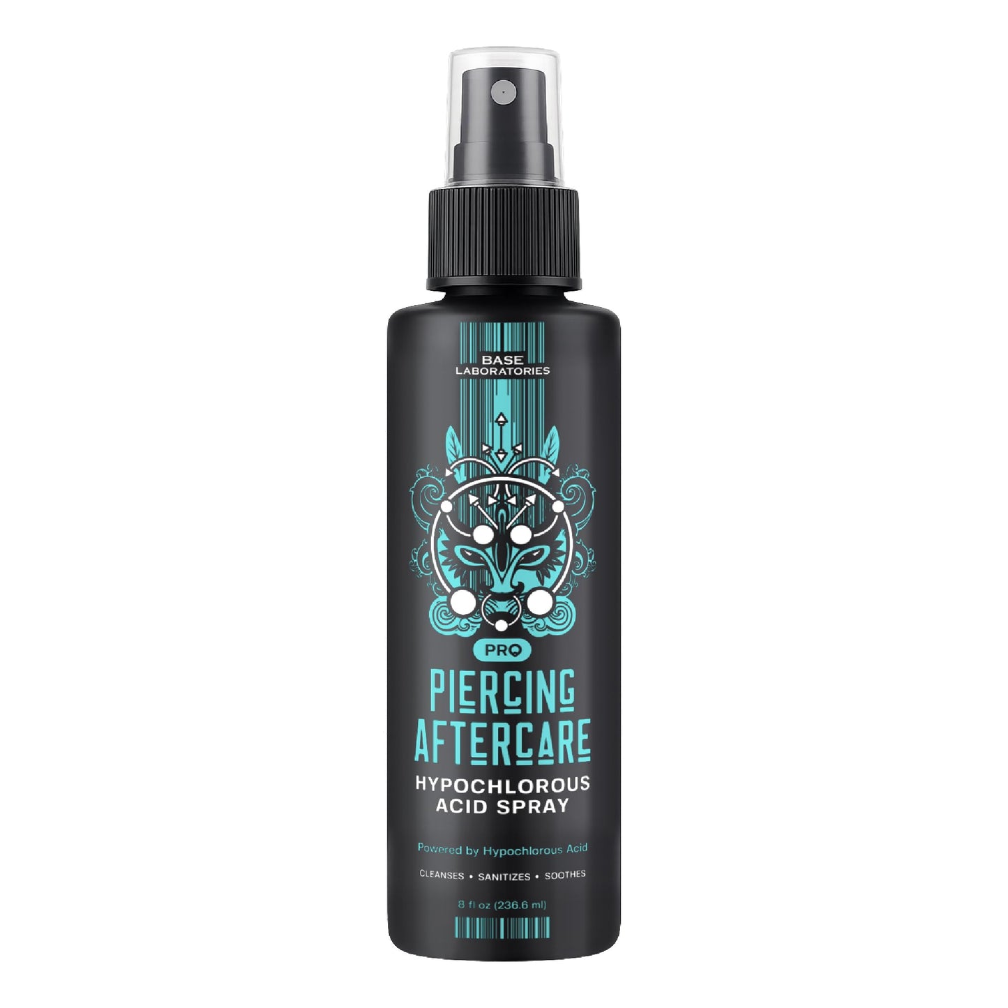 Base Labs Piercing Aftercare Hypochlorous Acid Spray | Healing HOCL Molecule Plus Saline Solution For Piercings | Nose, Ear Piercing Cleaner for all Keloids, Piercing Bumps and Wounds | 3PK, Black
