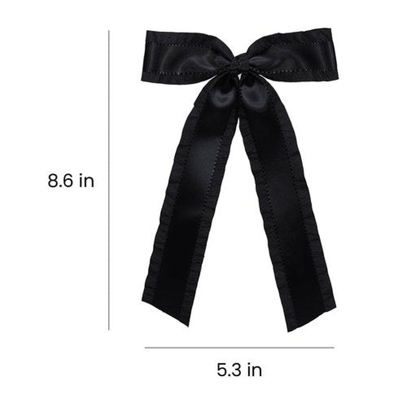 5.5in Large Long Tail Hair Bows Hair Clip Black Hair Ribbon Ponytail Holder Decor Accessories Slides Metal Clips Hair Bow for Women Girls Toddlers Teens Kids