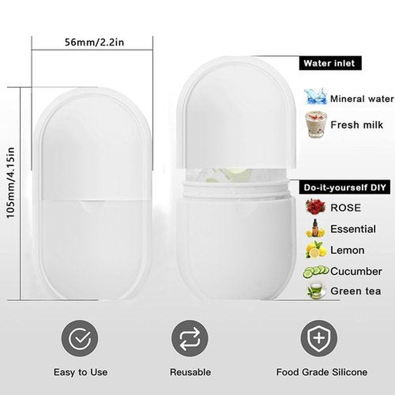 KOGITI Ice Mold for Face, Ice Roller for Face & Eye, Beauty Facial Ice Rollers Ice Holder Mold Face Puffiness Relief Massage Skin Care Tools, Ice Facial Cube (New-White)