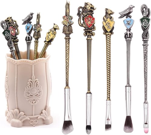 【2 Color Options】 Harry Gifts Potter Metal Makeup Brushes Set Gifts Wi-zard Wand Makeup Brushes Set for Women Magic Eye Shadow Eyeliner Blending Lip Brush - Brushes Holder Pot Not Included