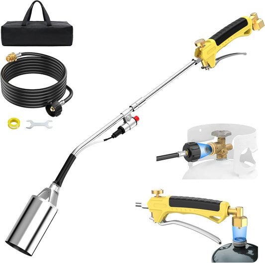 Propane Torch Weed Burner Kit - High Heat Output Flamethrower with 10FT Hose & Storage Bag | Ideal for Weeding, Roofing & BBQ