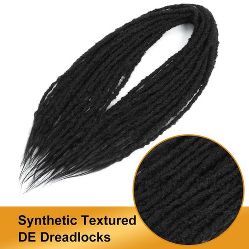 Aguacor Synthetic Textured Dreadlocks Straight Double Ended Dreadlock Extensions with Texture 20inches 10 Strands Thin Soft DE Dreadlock Extensions for Women (10 Strands, 1B#)