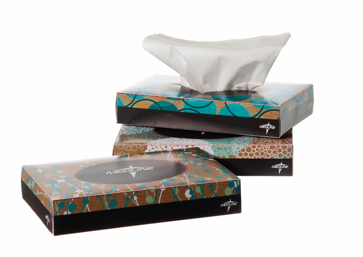 Medline Standard Paper Facial Tissues, 5.7" x 7", Soft & Absorbent, Perfect for Allergy Season - 40 Count, Pack of 200
