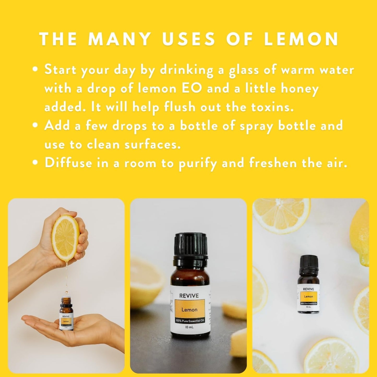 Lemon Essential Oil 30mL by Revive Essential Oils - 100% Pure Therapeutic Grade, for Diffuser, Humidifier, Massage, Aromatherapy, Skin & Hair Care