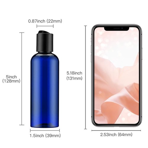 owlyee 3.4 oz Travel Bottles for Toiletries, Empty Travel Size Containers Tsa Approved, 5PCS Small Plastic Shampoo Bottles with Labels (100ml, Blue)