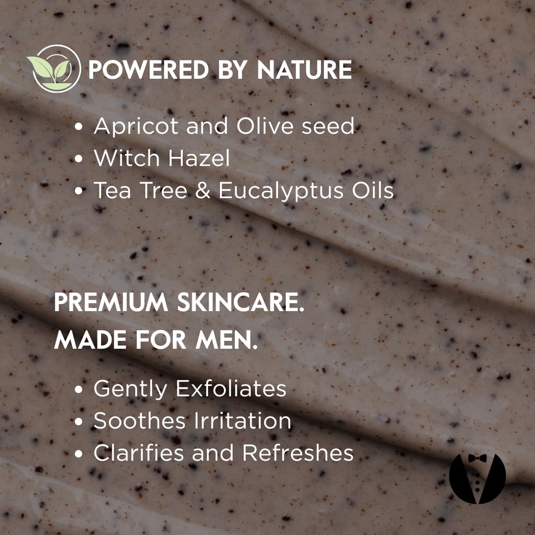 GROOM Face Scrub for Men | Gentle Daily or Weekly Exfoliator | Unplugs Pores for Clear, Smooth Skin | Crisp Unisex Scent | 4 oz
