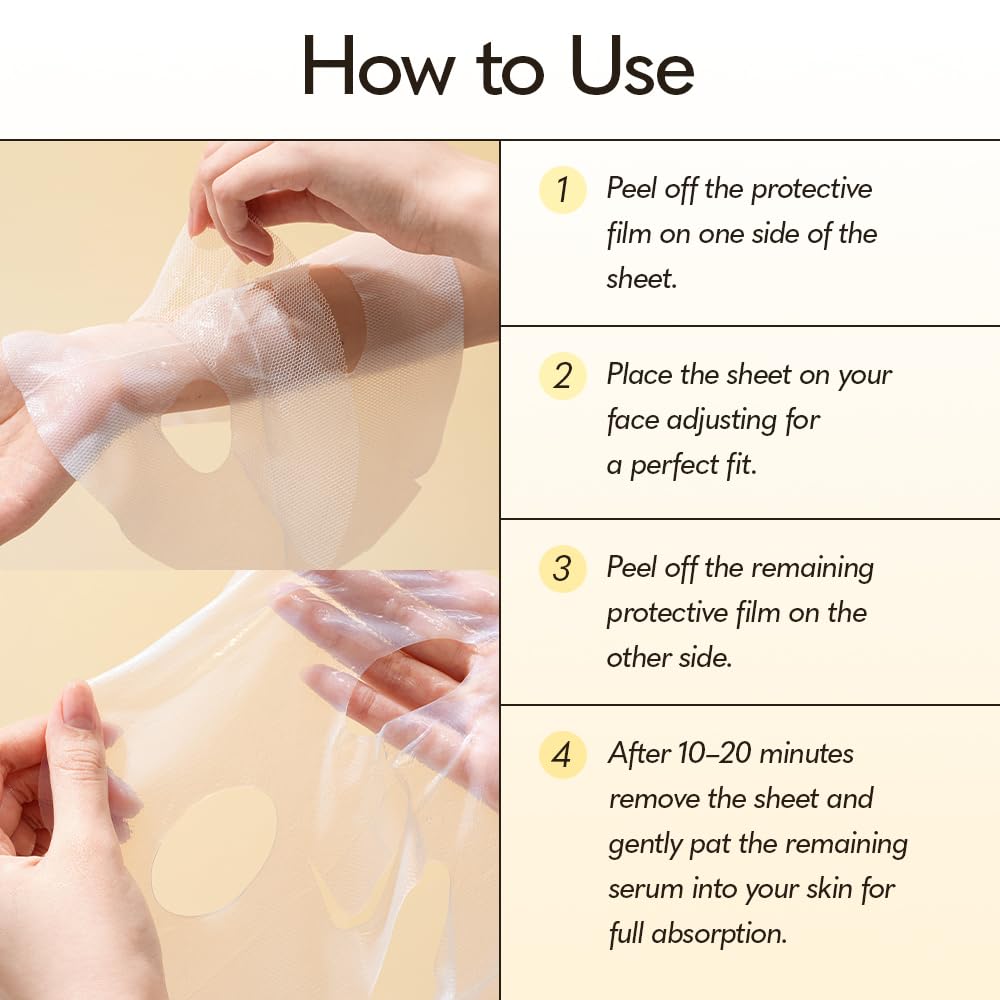 YUZY Deep Glow Skin Positive Mask, Bio-Cellulose Sheet Mask for Glass Skin, Hydrating Face Mask & Microbiome Care with Peptides & Hyaluronic Acid, Korean Skincare | 33g x 5 Sheets