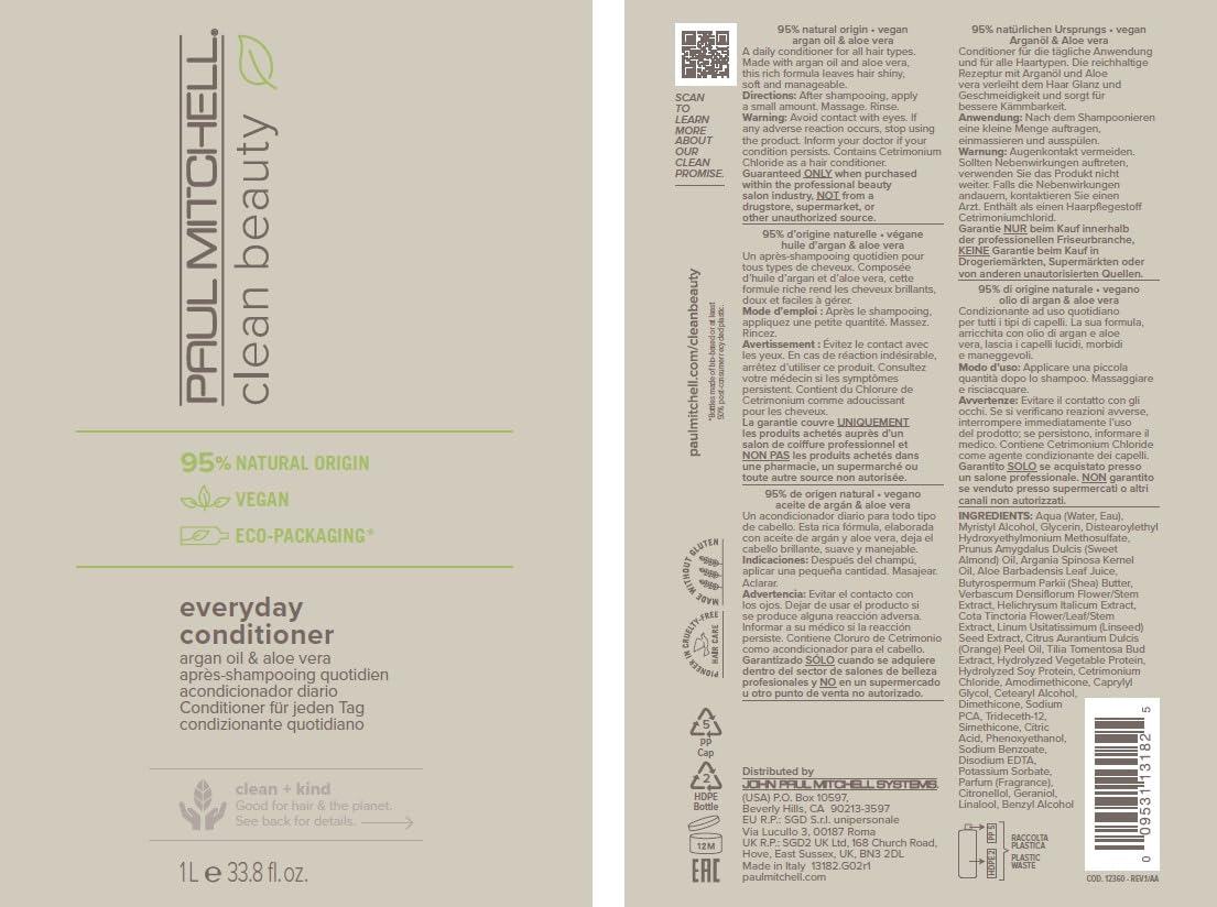 Paul Mitchell Clean Beauty Everyday Conditioner Ultra-Rich Formula Improves Elasticity For All Hair Types