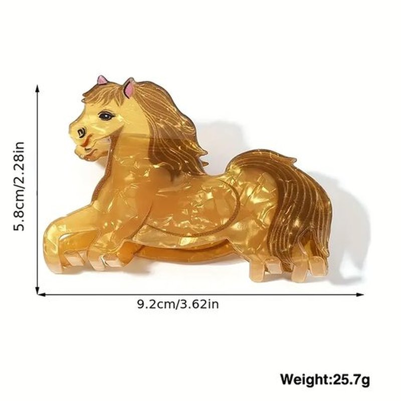 Horse Shape Hair Clips Cute Hair Claw Clips Cartoon Animal Fall Hair Accessories Nonslip Brown Hair Barrettes Thanksgiving Day Acrylic Shark Jaw Clip Medium Hair Clips Hair Decorations for Women
