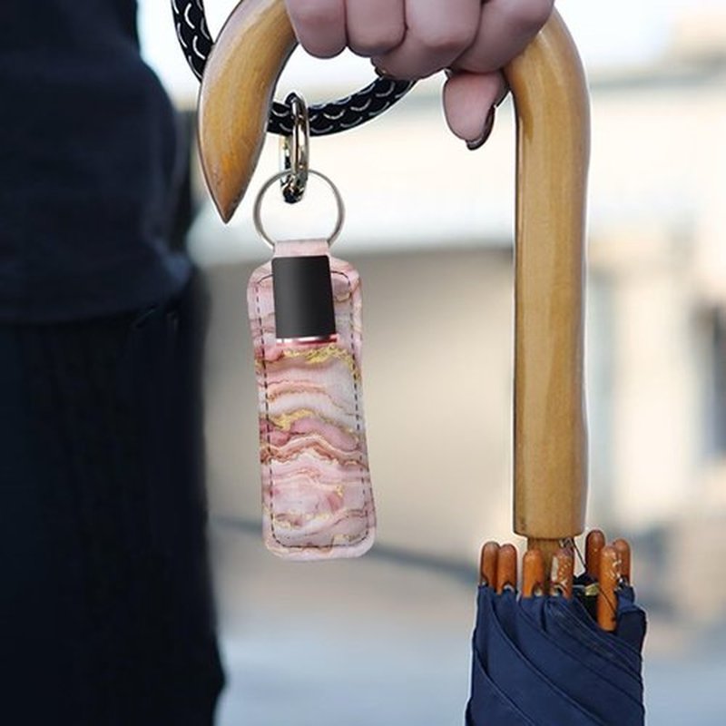 SEANATIVE Marble 5PCS Chapstick Holder Key Chain Cute Lip Balm Holder Keychain Clip on Lipstick Lip Gloss Keychain Sleeve Holder for Travel Accessories