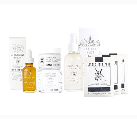Activated Charcoal Bundle - Moisturizer, Soap, Antioxidant Serum & Facial Mist Toner for Glowing Skin