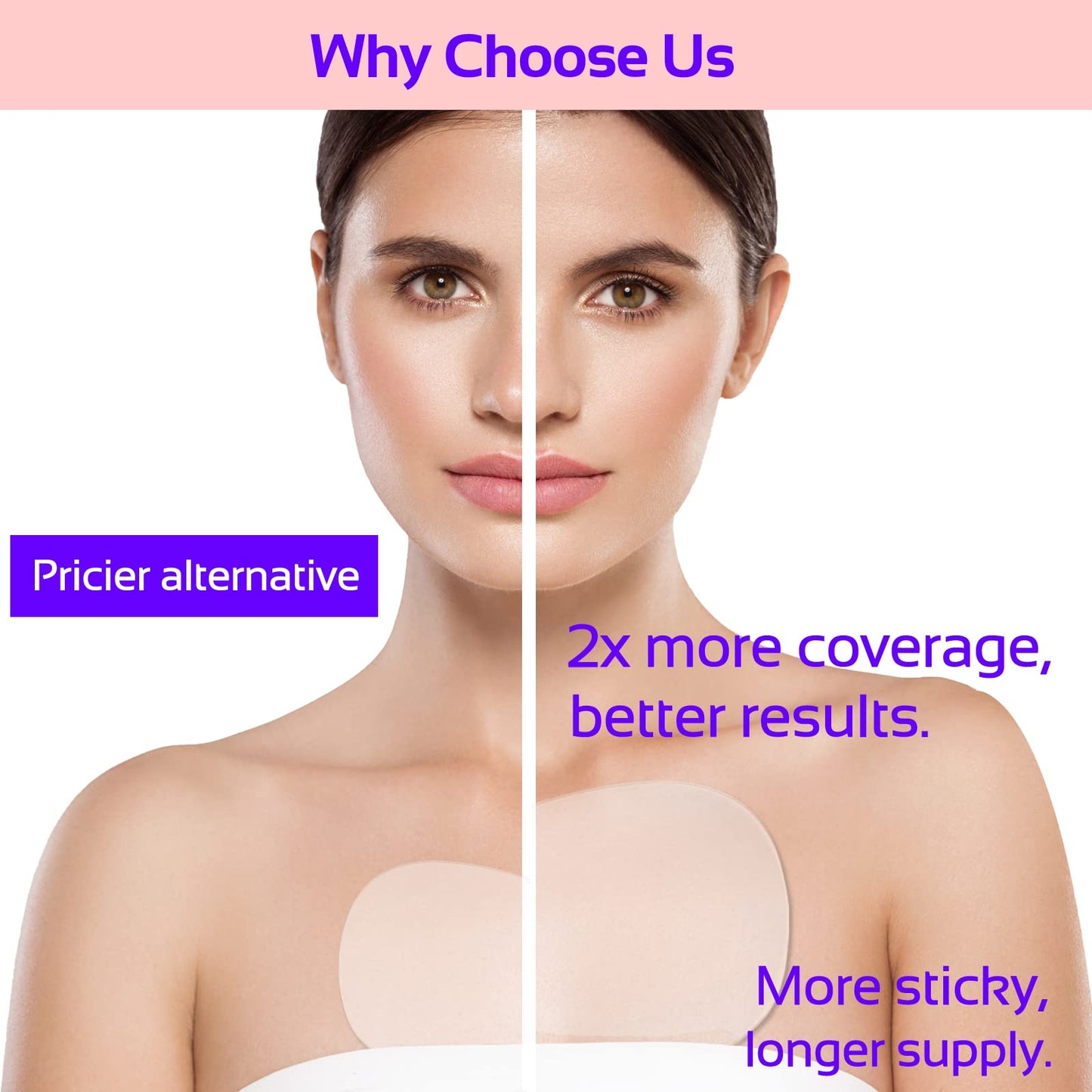 Skywee Professional Products Anti Wrinkle Chest Silicone Pad, Resuable and 100% Medical Grade Décolleté Anti Wrinkle Patches, Smooth Your Skin Set of 2