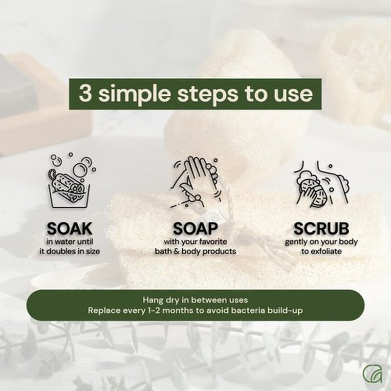 Chill Ah Green Glow Loofah Sponge Set – 100% Plant-Based, dye-Free, Biodegradable, Scratch-Free, Handcrafted in Vietnam (4-Pack)