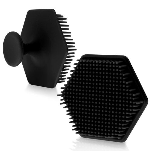 VWMYQ 2 Pack Face Scrubber, Silicone Loofah, Body Wash Scrubber, Body Scrub Brush, Body Scrubbers for Use in Shower, Silicone Loofah Body Scrubber, Exfoliating Body Scrubber Mens Women, (2PC Black)