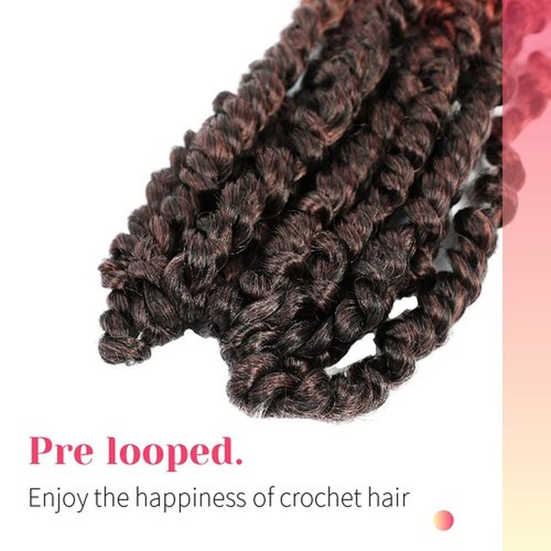 The BOHOBABE Pre-twisted Passion Twist Crochet Hair 6 Inch Short Pre-looped Crochet Passion Twist Braiding Hair 8 Packs (T350)