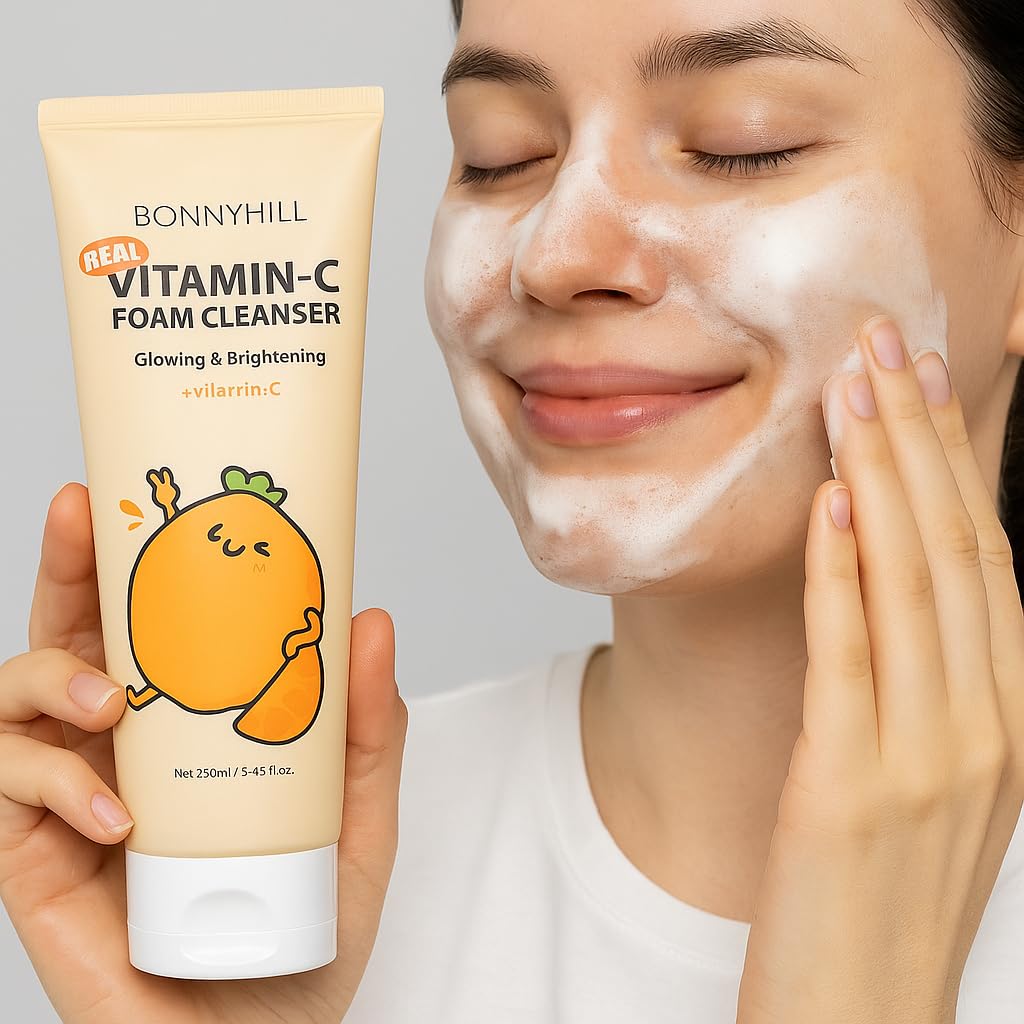 BONNY HILL Real vitamin - C Foam Cleanser, Glowing & Brightening 250ml/8.45 fl oz, Korean Skincare