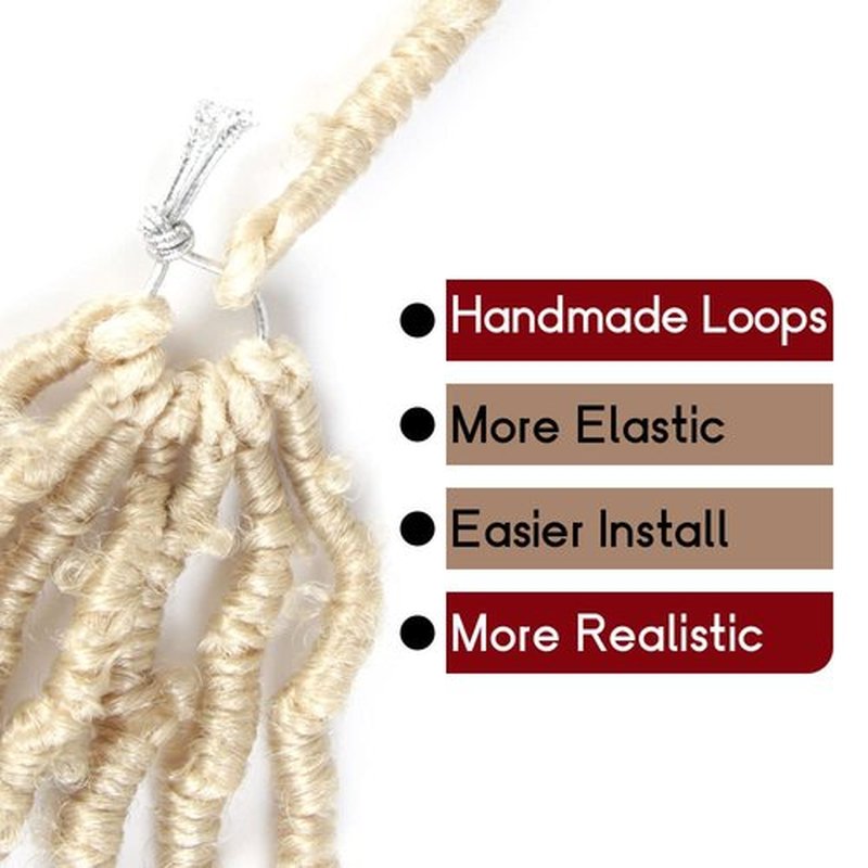 8 Packs Butterfly Locs Crochet Hair 14 Inch Light Weight Butterfly Faux Locs Crochet Hair Short Blonde Distressed Butterfly Locs, 613#