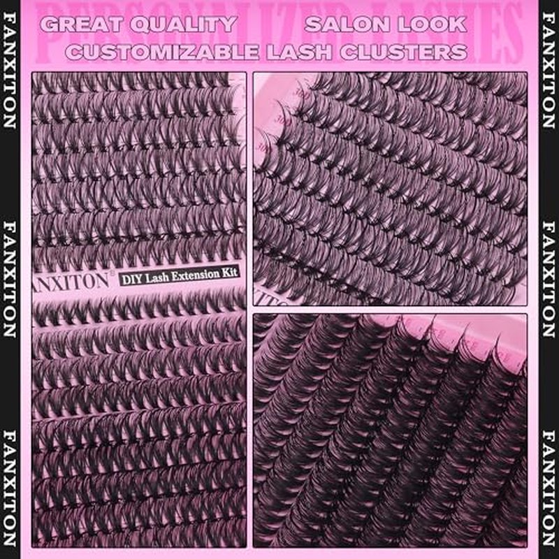 FANXITON Lash Clusters Wispy 30D+40D Lashes Clusters 400pcs Eyelash Clusters D Curl Natural Cluster Eyelash Extensions 9-16mm Mix Individual Lashes for Beginners